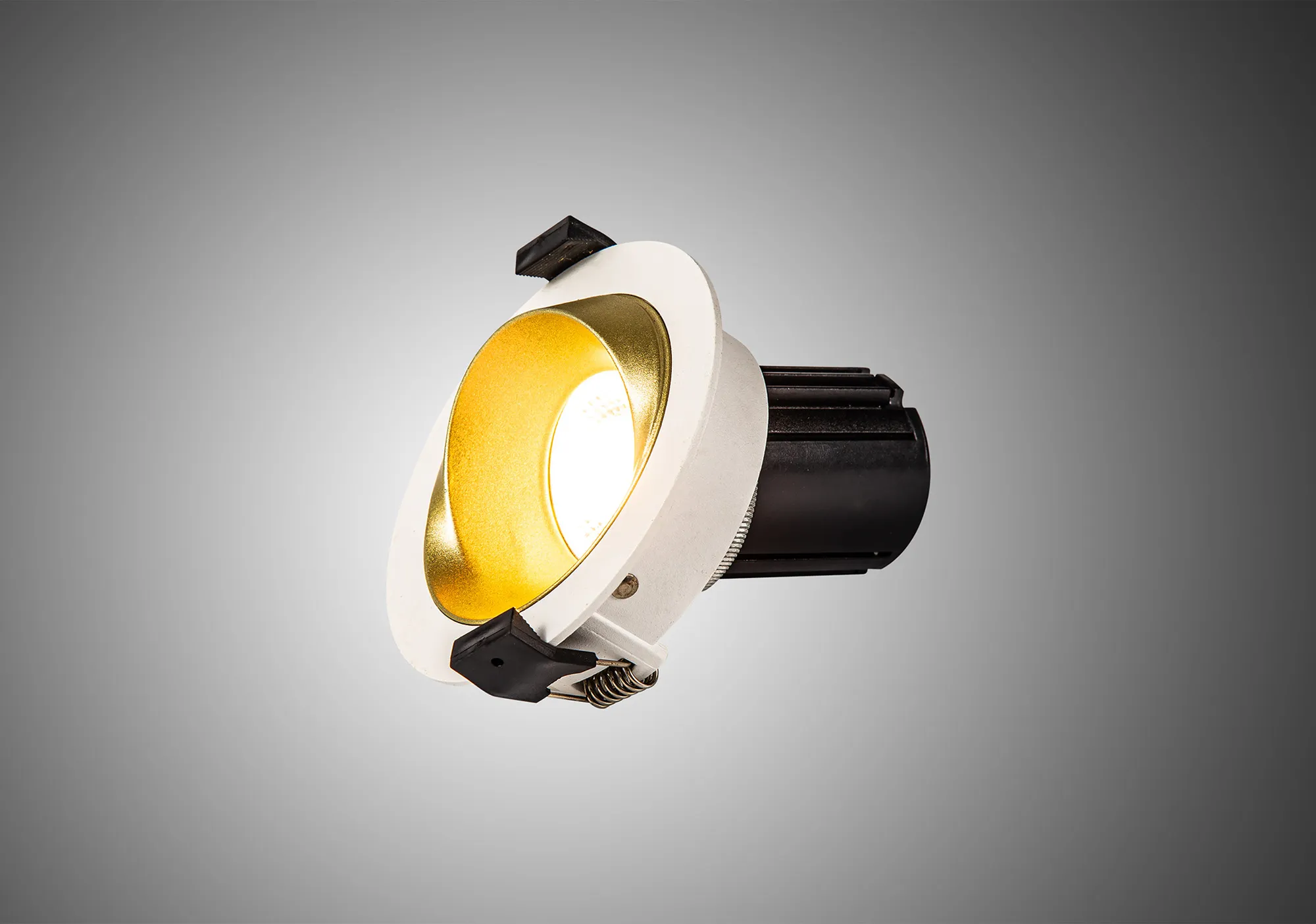 Bonia 10 Dimmable Tridonic 10W 631lm 2700K 36°, White/Gold 27° Angled Round Downlight , NO DRIVER REQUIRED, 5yrs Warranty DM201143  Dlux Bonia 10